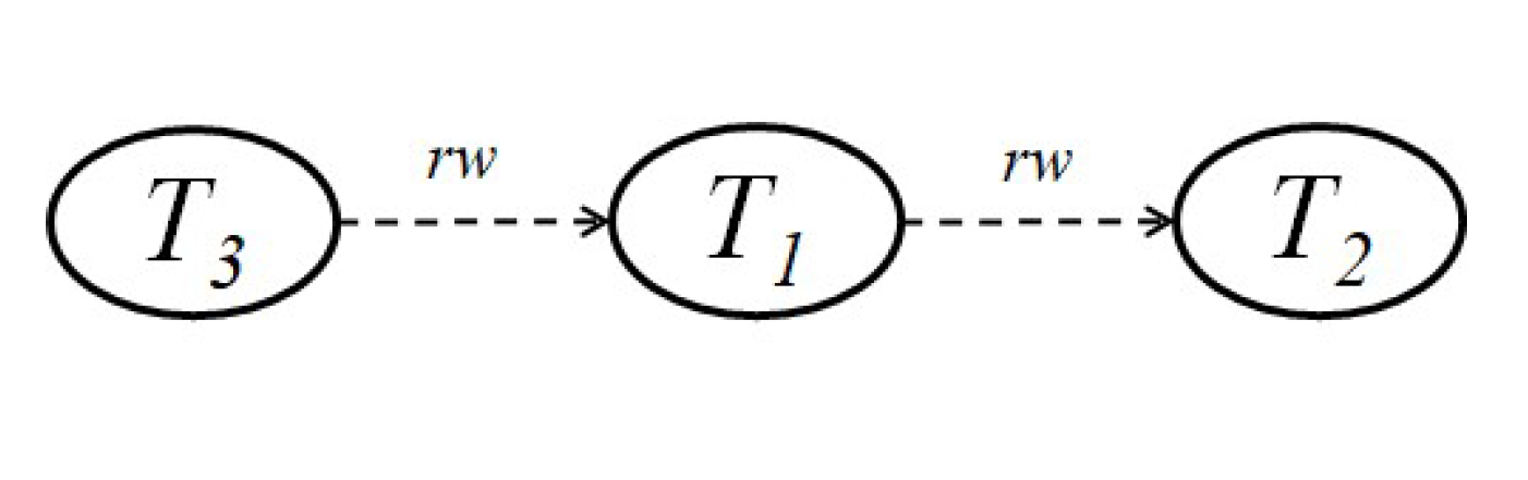 擬陽性が発生するトランザクションの同時実行例（図8）のMVSG